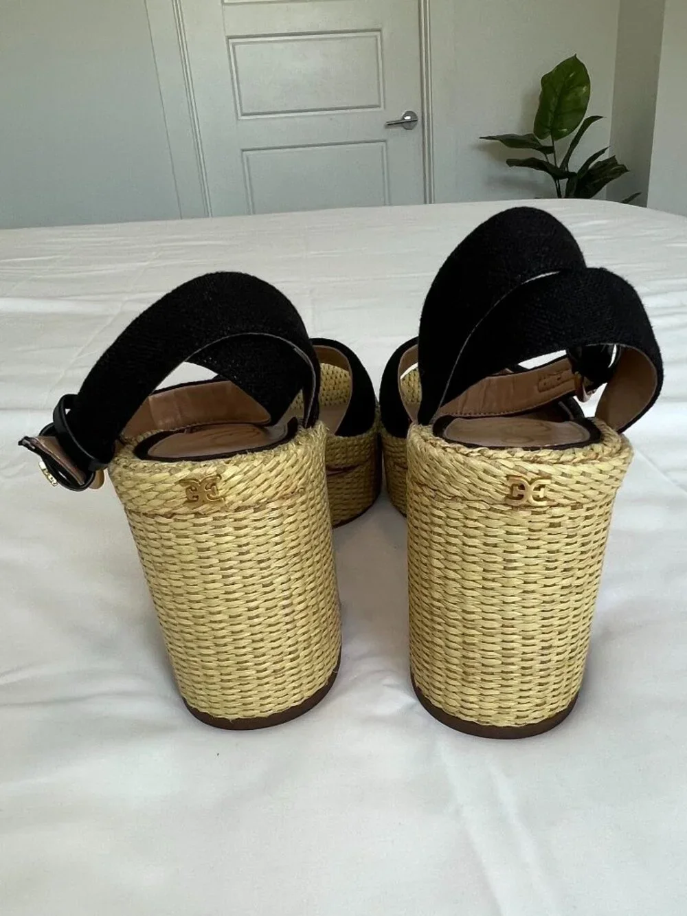 Sam Edelman Immie Platform Heels Espadrille Black Sandals Black Size 10